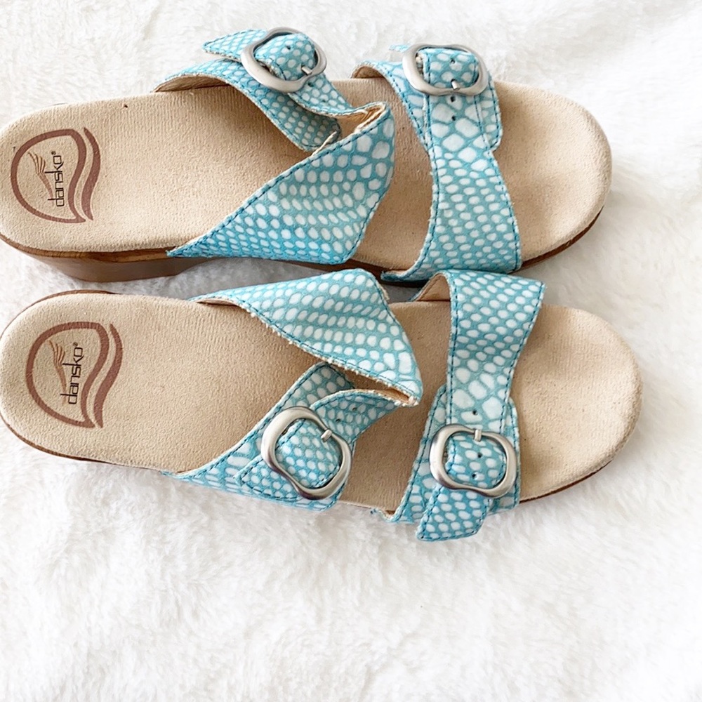 Dansko Blue and White Women's Sandals - Picture 5 of 11